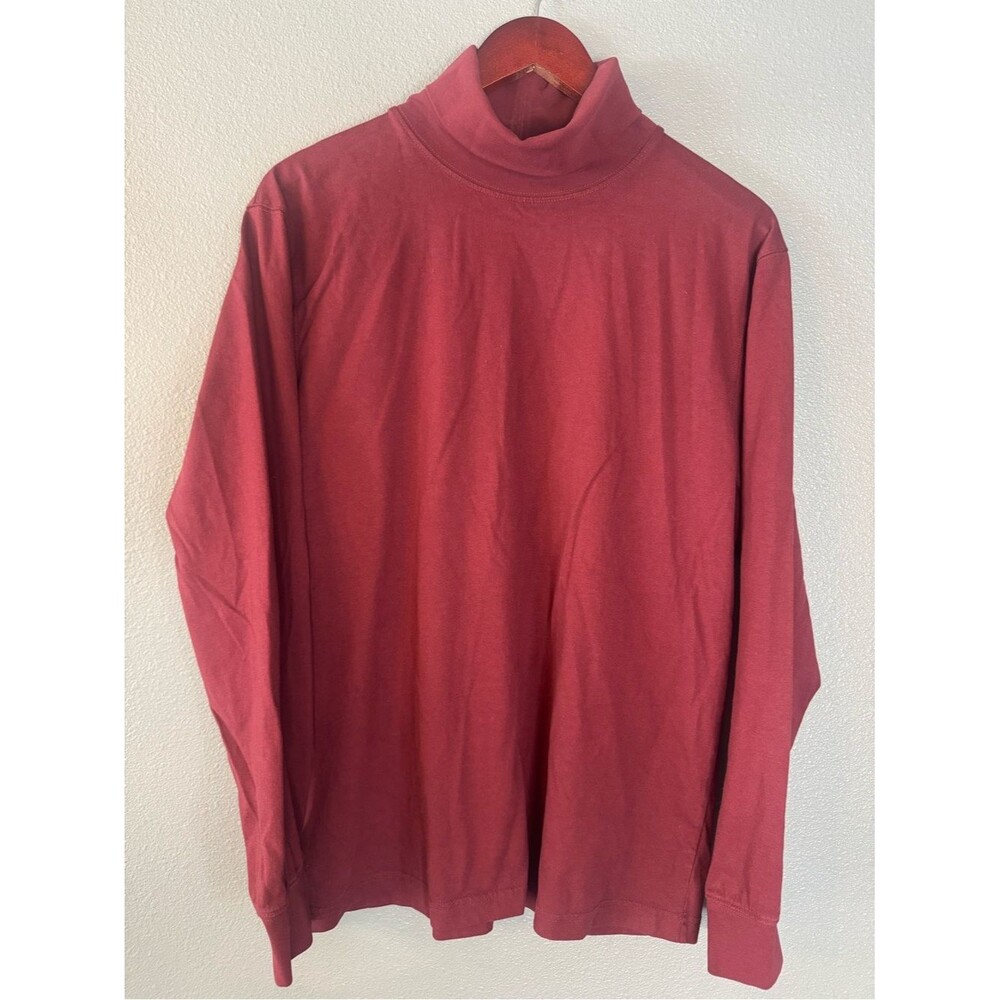 L.L. Bean Men's M Maroon Turtleneck 100% Cotton Long Sleeve Shirt